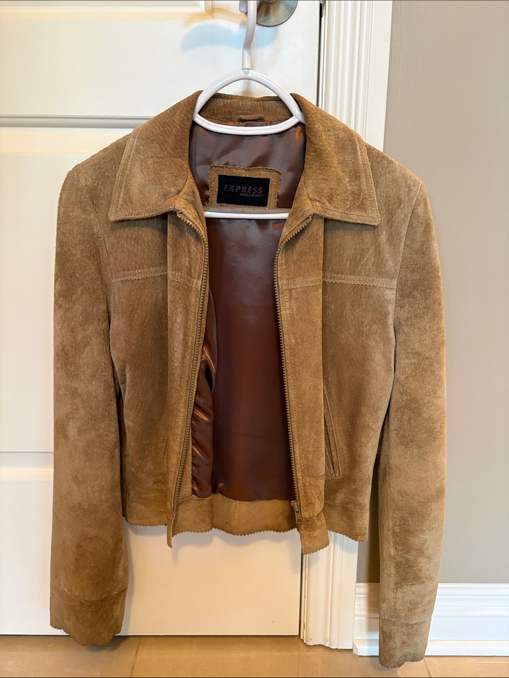 Express Women's Brown Suede Zip Jacket